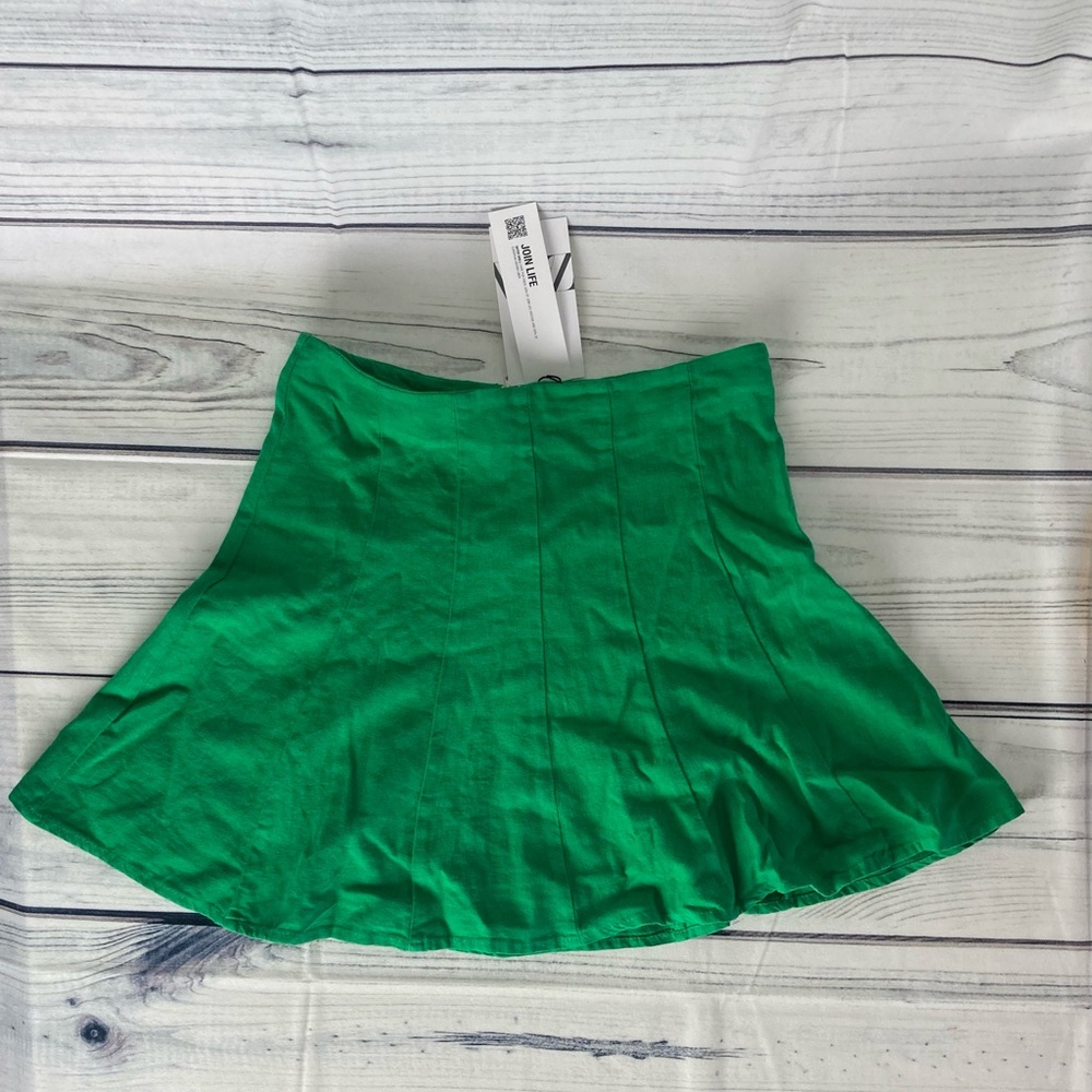 Zara Green Linen Blend Mini Skirt
